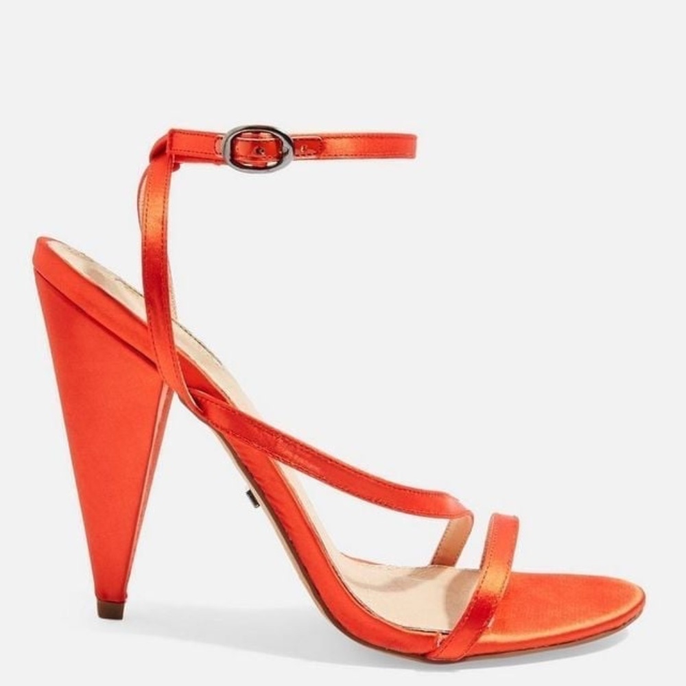 BRAND NEW women topshop riz orange strap heels size US 5.5